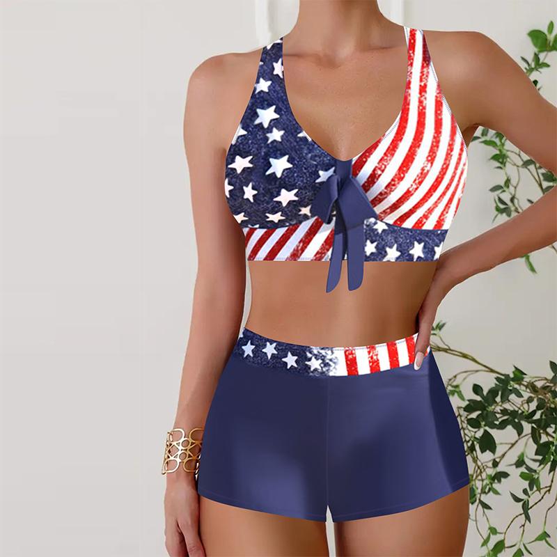 

Женские купальники Танкини 2 шт. Купальник в красную полоску с принтом Отпускные купальные костюмы 3XL красный