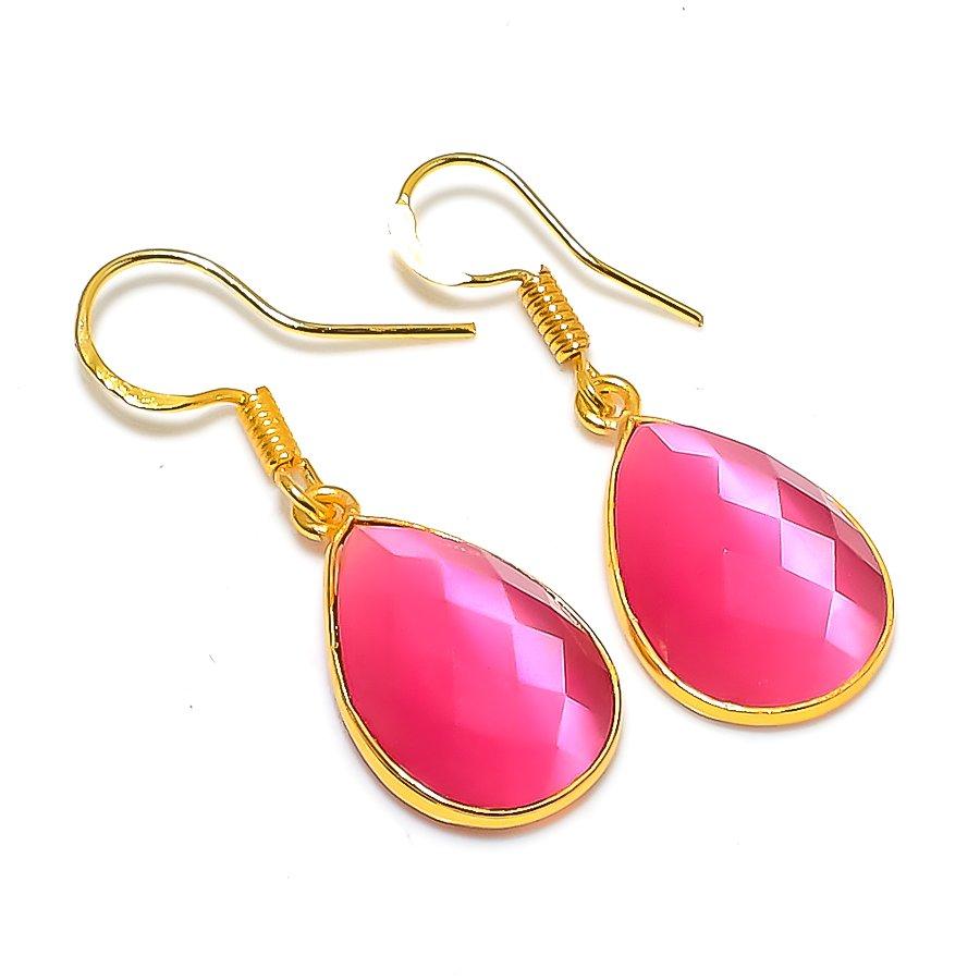 Monalisa Stone Gemstone 925 Solid Sterling Silver Jewelry Earring 1.42" GK-5796