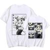 Large Cotton Men's Muscle Ninja Mouse Muki Gym Mouse Meme Printed T-shirt Anime Devil Killer Pattern Printed Casual T-shirt