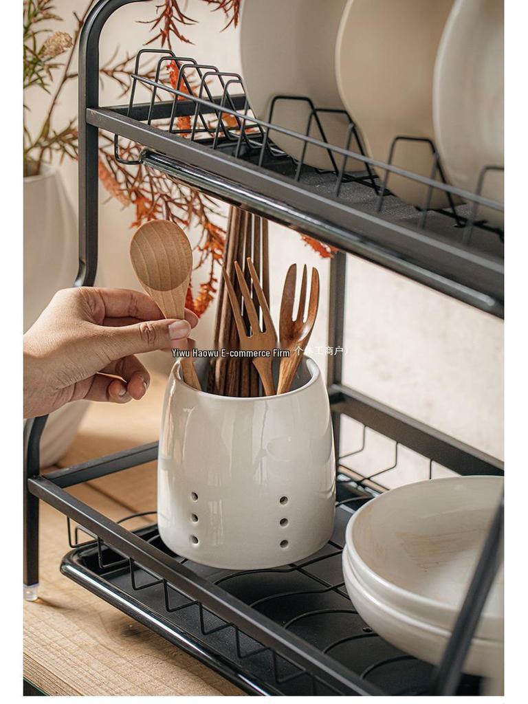 Ceramic Utensil Holder: Knife, Fork, Spoon, Chopsticks, Pen Organizer for Kitchen.