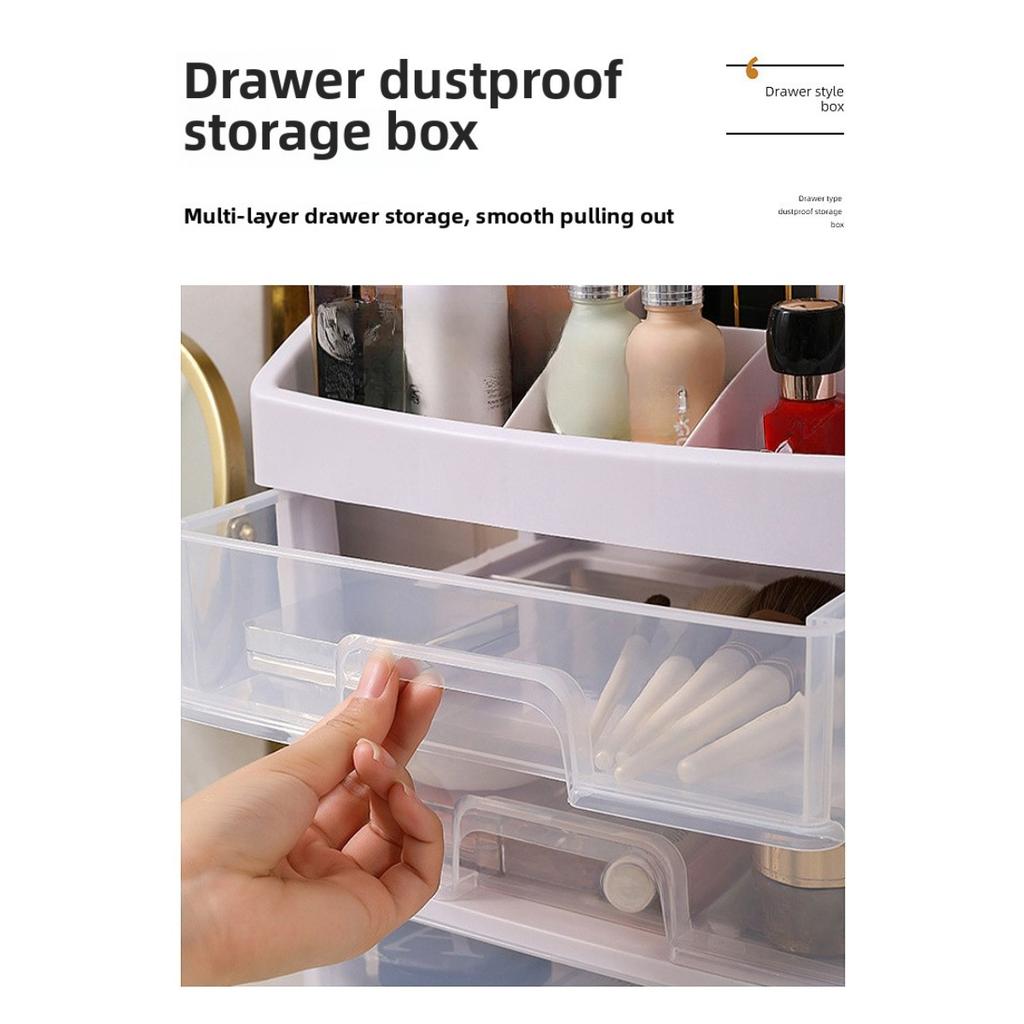 Stolní zásuvkový úložný box na kosmetiku, Polička na šperky na toaletní stolek, Průhledný třídicí plastový úložný box
