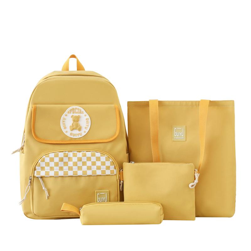 Four-Piece Backpack Set Campus Schoolbag Middle School Students' Light Large Capacity Computer Bag