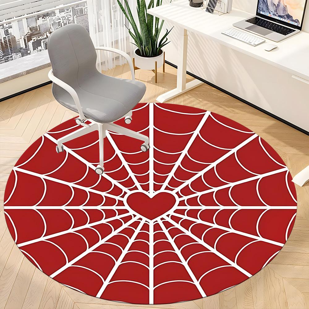 1pc Spider Web Heart Office Round Area Rug, Indoor Mat Suitable ForOffice, Under Office Chairs Bedroom Living Room Home Decor, D139