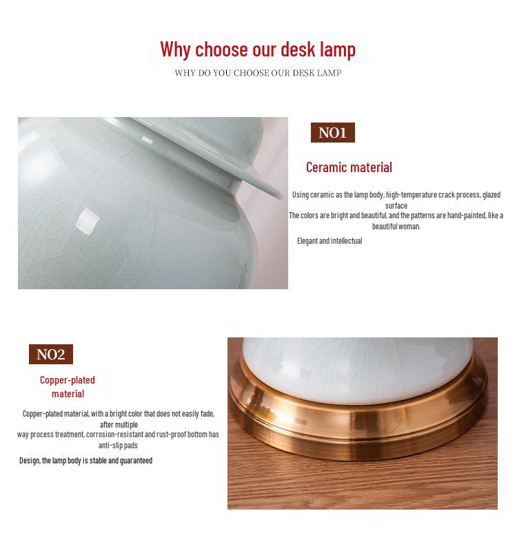 Modern American LED Ceramic Table Lamp for Living Room, Bedroom, or Study