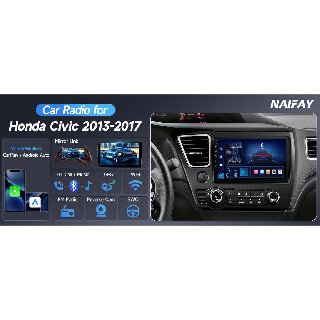 Android 12 Car Stereo for Honda Civic 2013-2017, 9inch IPS Touch Screen for Civic Head Unit, Carplay/Android Auto/Bluetooth/GPS/WiFi/Backup