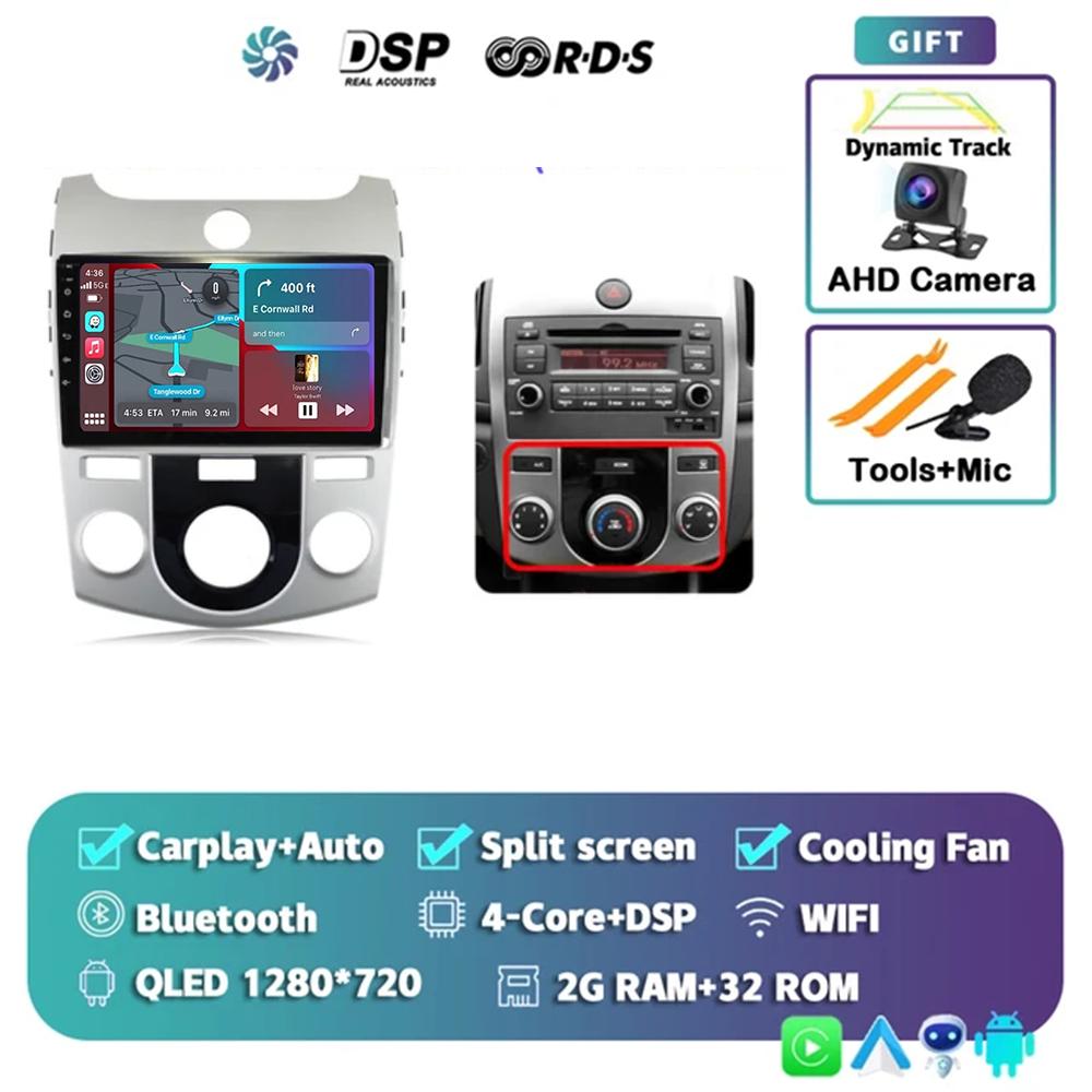 Android 14 Carplay Car Radio Multimedia Video Player For KIA Forte Cerato 2008 2009 2010 2012 Autoradio GPS Navigation DSP 2 Din