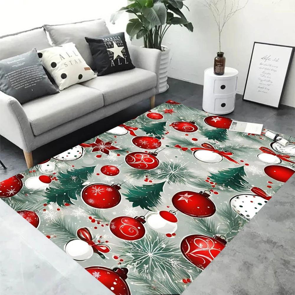 Christmas Theme Carpet for Living Room Decor Sofa Rug Christmas Tree Santa Claus Bedroom Bedside Rug Holiday and Festival Decor