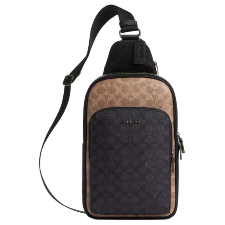 

Coach Ethan 21 Brand Letter Logo Canvas Faux Leather Patchwork Crossbody Bag Small Men bags Brown Black CZ394-QBXAH Basic Set (Bag+Dust Bag)