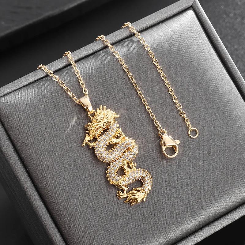 Prachtige Schitterende Zirconia Geluksdraak Hanger Ketting voor Mannen Vrouwen Mode Geluks Amulet Sieraden Cadeaus