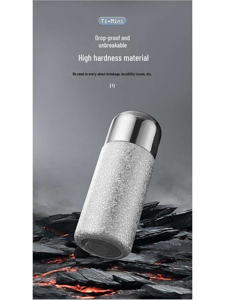 Trendy Titanium-Coated Pocket Thermos: Ice Flower Straw Cup – Cute, Compact, and Portable for Outdoor Use