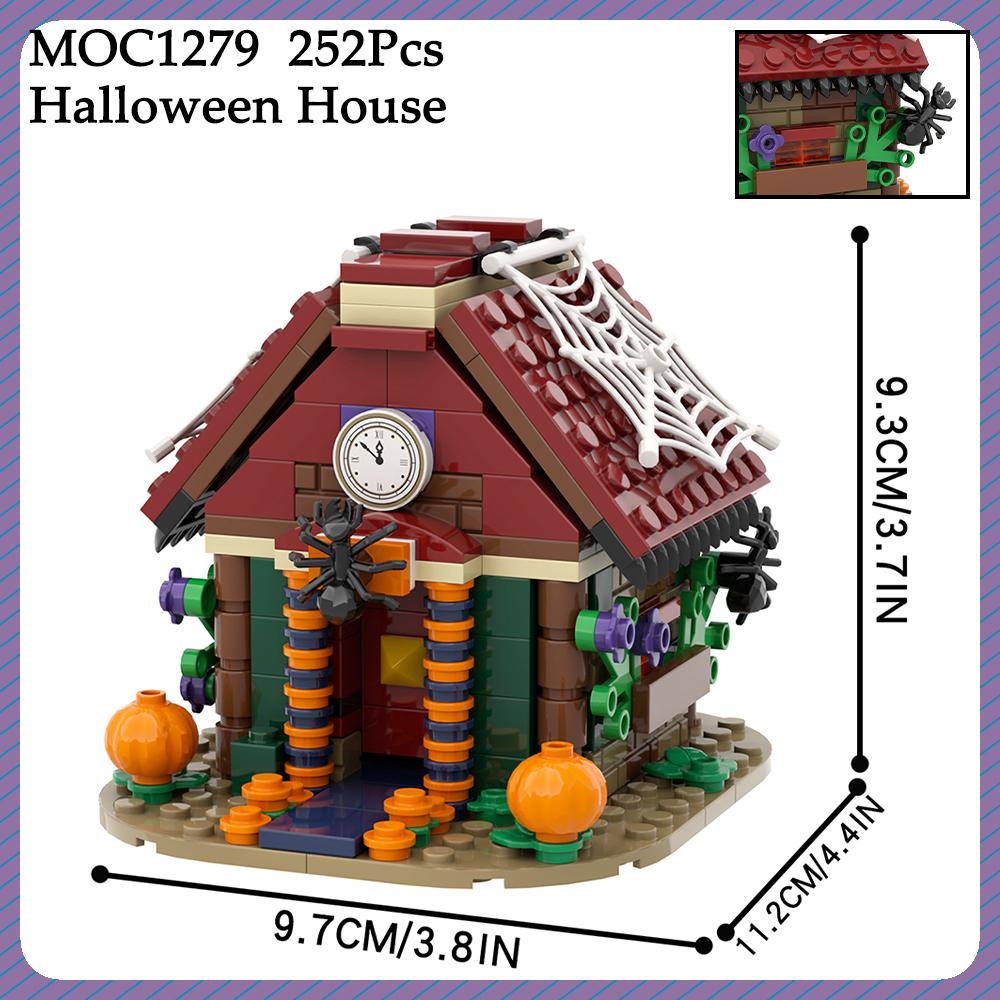 MOC Halloween Brick Ghost Graveyard Pumpkin Carriage House Witch Compatible Building Blocks Toys For Children Adult Friends Gift