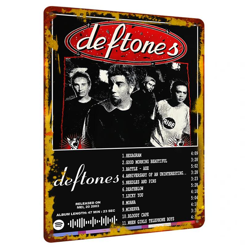 

Deftones Album Cover Metal Tin Sign Vintage Rock Band Poster Wall Art Decor for Music Room 20x30cm（7.8x11.8inch）