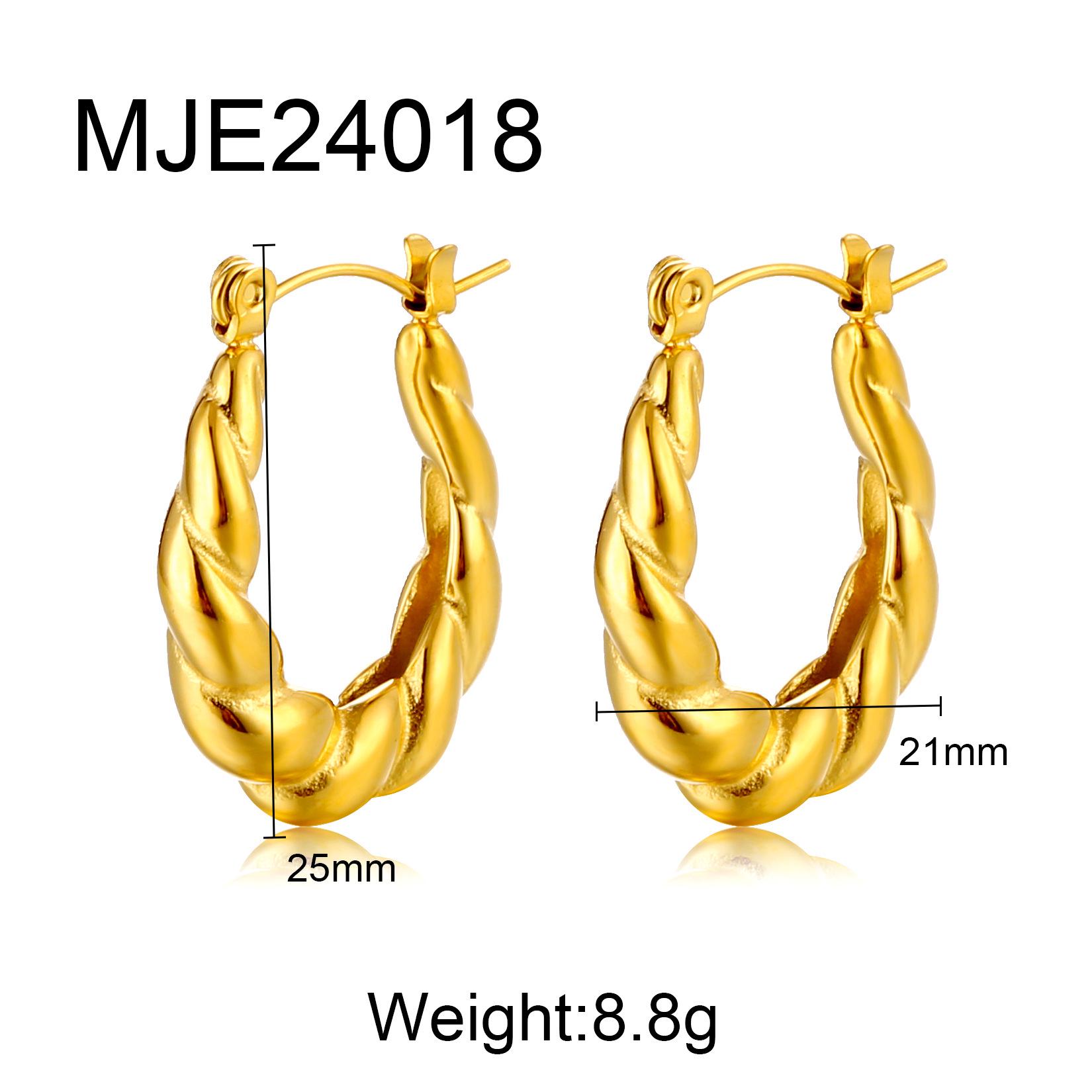 

High-End Gold Stainless Steel Twisted U-Shaped Hoop Earrings 18K золотой
