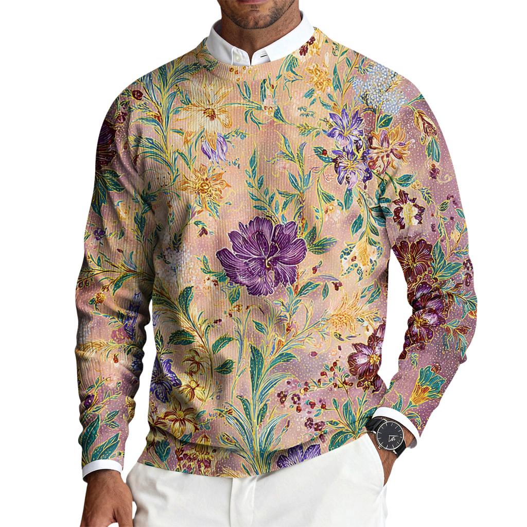 Herren Rundhals Langarm Rippstrick Pullover