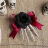 1pc Lightweight Gothic Skeleton Hand Hairpin Rose Design Secure Hold Accessories For Haunted Event