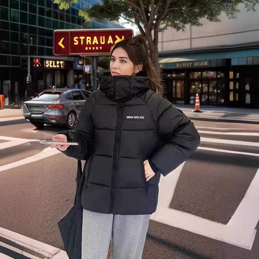 Damen Winterjacke 2024 Winter Damen Verdicken Warme Weiße Baumwolljacke Damen Kapuzen Casual Parkas Mäntel Damenbekleidung