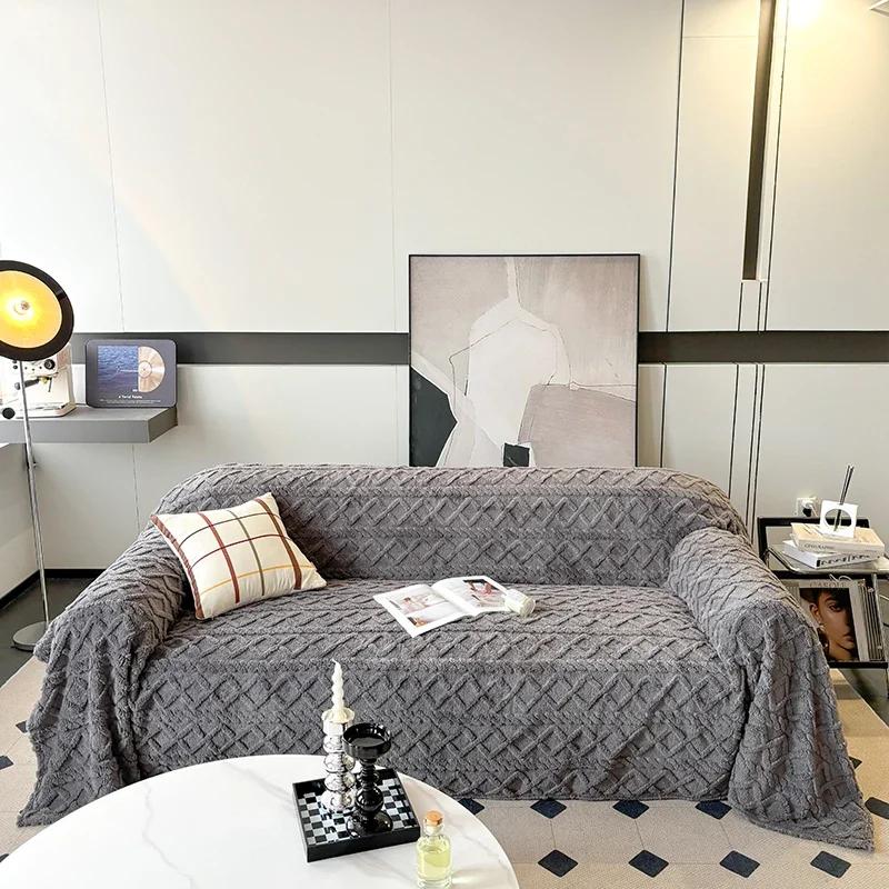 Super Warm Blanket for Sofa Coral Fleece Sofa Blanket Towel for Winter Soft Thick Couch Cover for Living Room 1/2/3/4 Sofa Cover