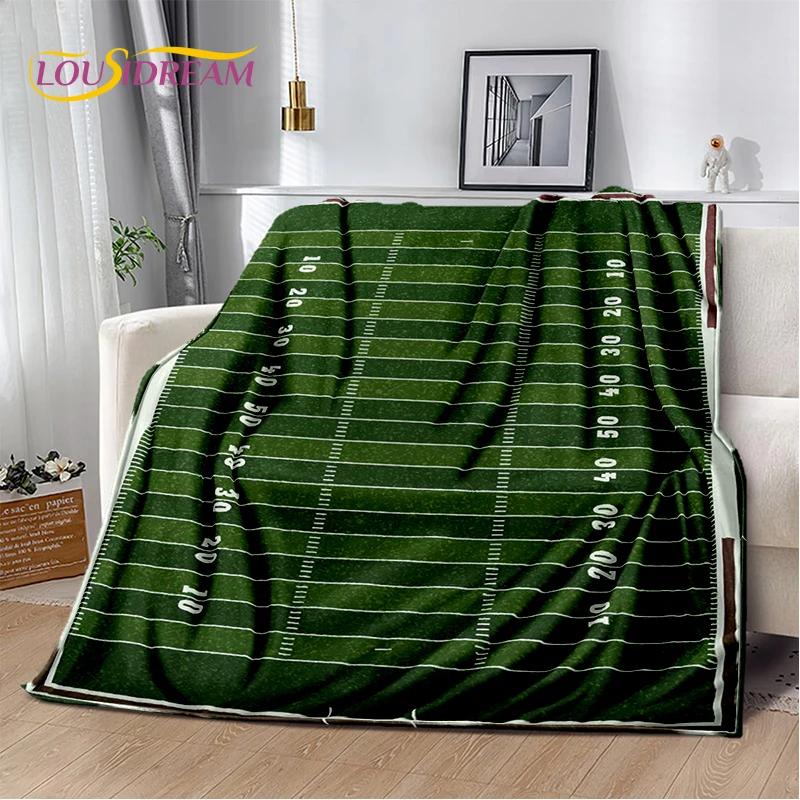 3D Rugby Field Rugby American Football Cartoon 2026 Soft Blanket,Soft Throw Blanket for Home Bedroom Bed Sofa Travel Cover Child