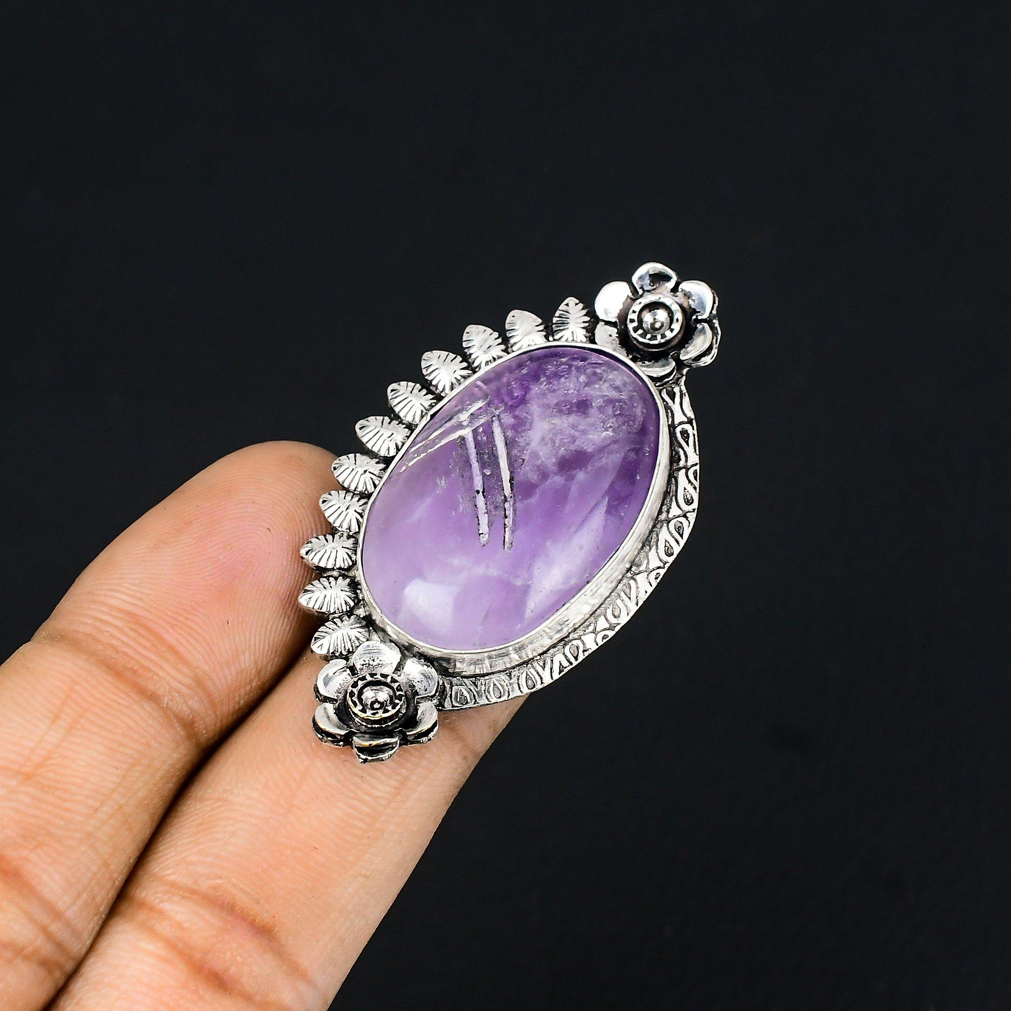 Sterling Silver Star Amethyst Gemstone Flower Solitaire Sister Ring Jewelry US 6 6