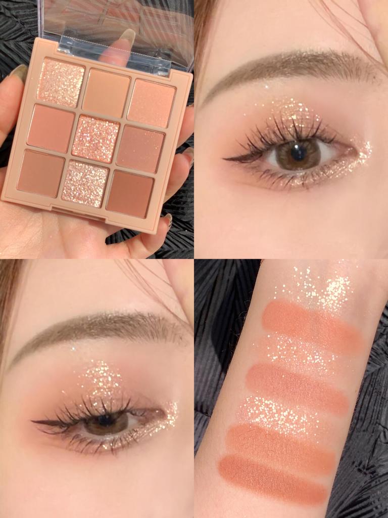 Punk Smokey Matte Glitter Eyeshadow Palette with 9 Cool Toned Colors