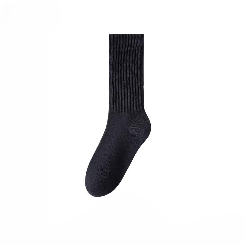 Female Autumn and Winter Retro All Match Pure Color Warm Sweat Absorbing Breathable Tube Stack Socks