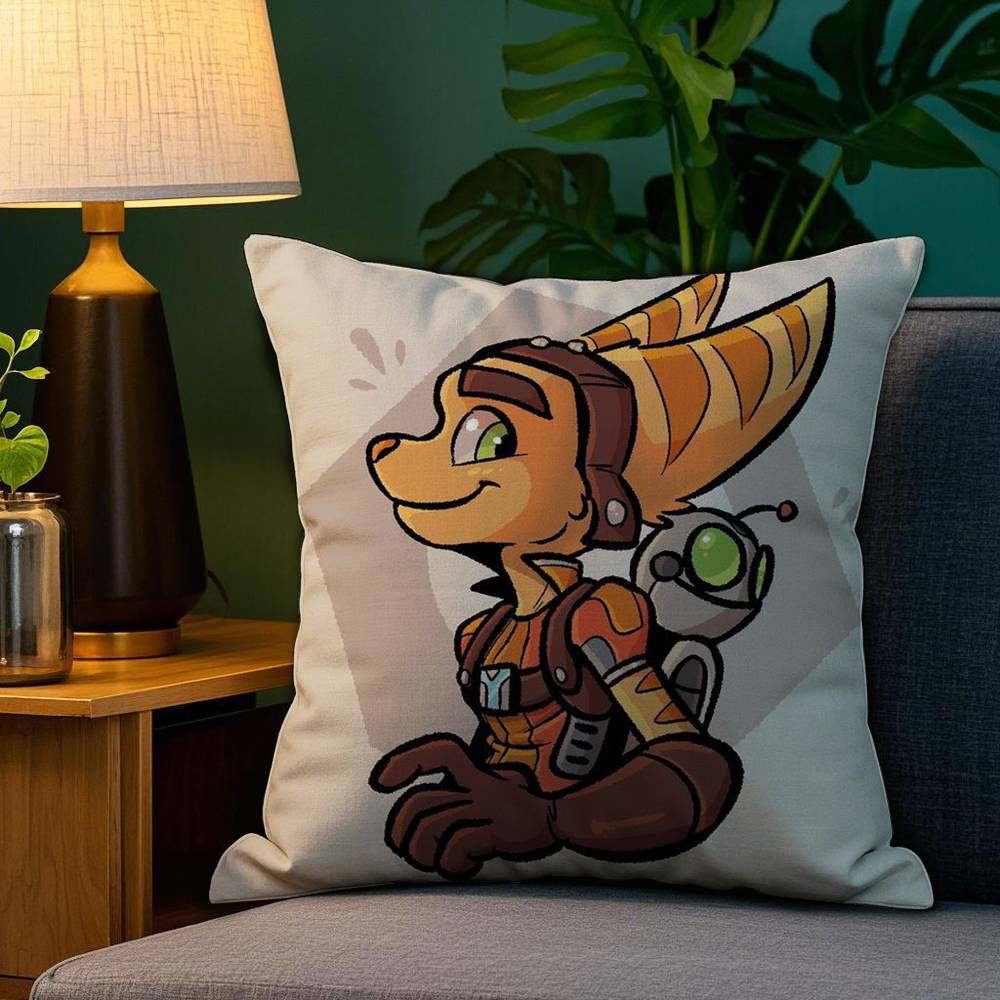 Cartoon RRatchet N CClank Pillow Case Plush Fabric Soft Double Sided Print Sofa Cushion Cover Throw Pillow Covers
