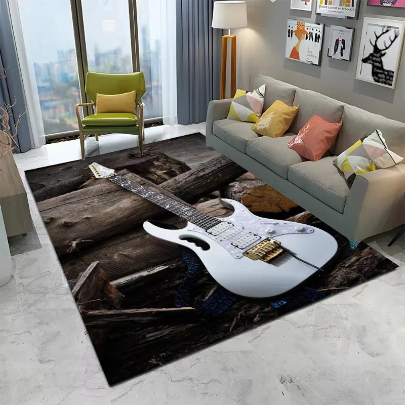 Electric Guitar Carpet Living Room Bedroom Music Room Rug Cool Teen Decor Non Slip Floor Mat Home Doormat Gift