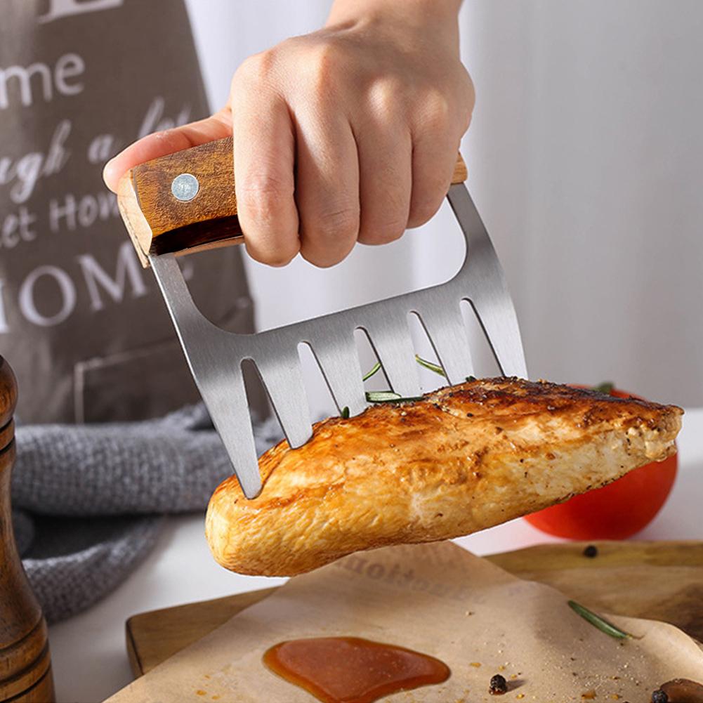 Kitchen Claw BBQ Meat Separator Shredder with Wooden Handle Manual Meat Clamp Roasting Fork Turkey Chicken Kitchen Gadgets Tool