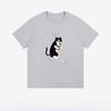 Summer Short Sleeve Fun Cat Couple Printed Half Sleeve Casual Loose Heavy TShirt Round Neck Casual Short Sleeves Plus Size Loose