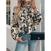 Spring And Autumn New Vintage Printed Shirt Small Stand Collar Elegant Shirt Women's Fashion Long Sleeve Button Office Blouse