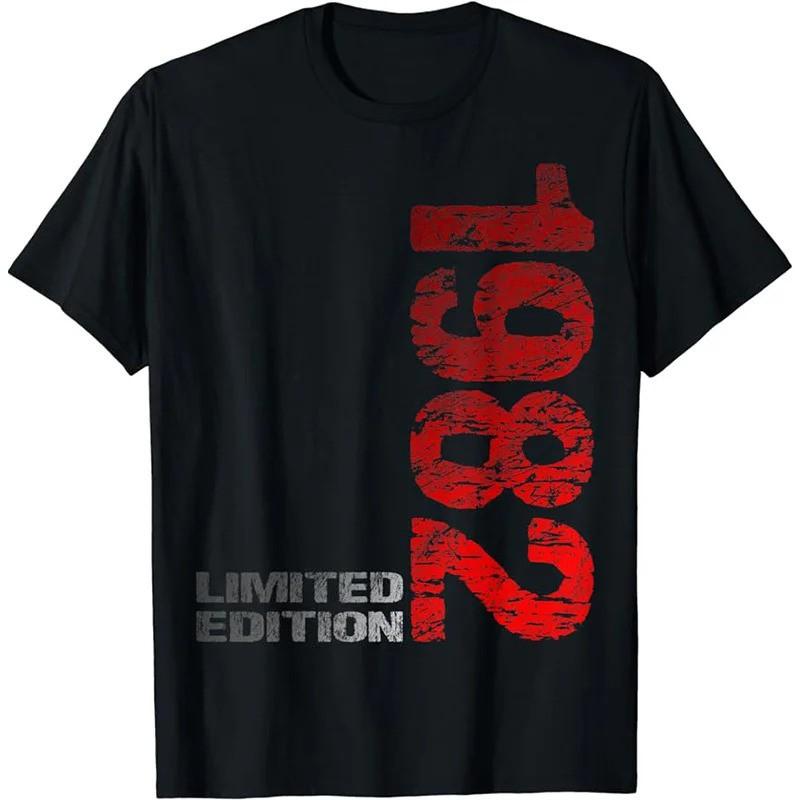 Mens Graphic Print Cotton T-Shirt 1982 Born Streetwear Tee Casual Short Sleeve