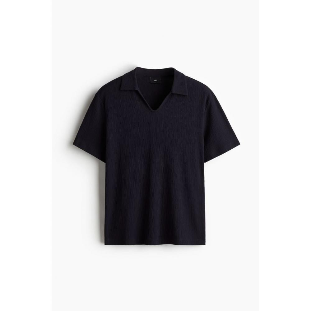 H M Collar T sHirT Regular fiT Navy Blue