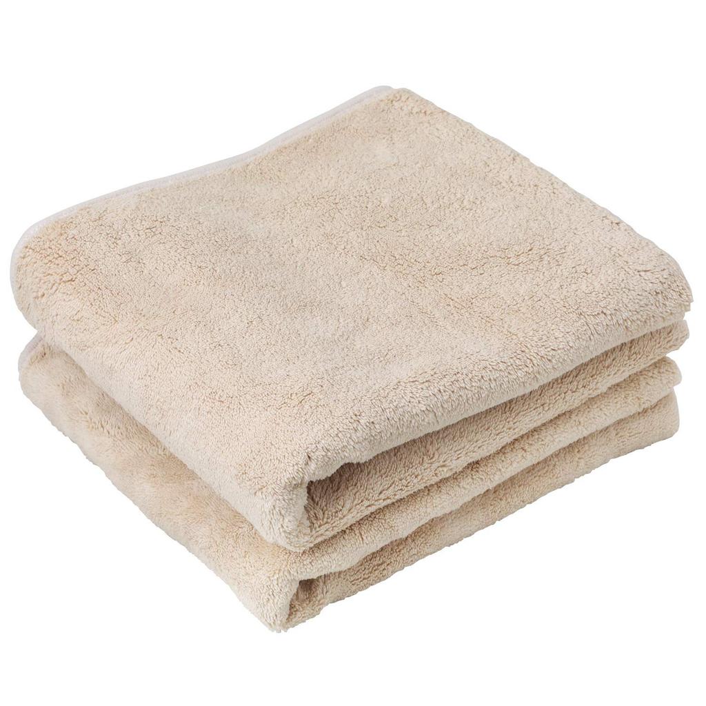 Imaa Microfiber Hair Drying Micro Double Vacuum Compressed 2 Count Towel, Soft, Absorbent, Quick-Drying, Pack, Beige,
