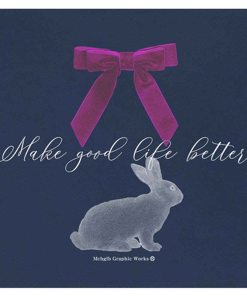 MATCHGLOBE Ribbon For Rabbit Oversized Tee (Navy)