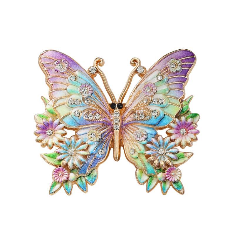 1Pcs Unisex 8-Color Flowers Insects Party Office Brooch Pin Beautiful Butterfly Brooches For Women Gifts Diy Decoration