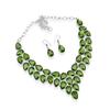 Peridot Gemstone Necklace and Earrings Set Elegant 925 Steling Silver Plated Statement Jewelry for Women Wedding & Party Accessory