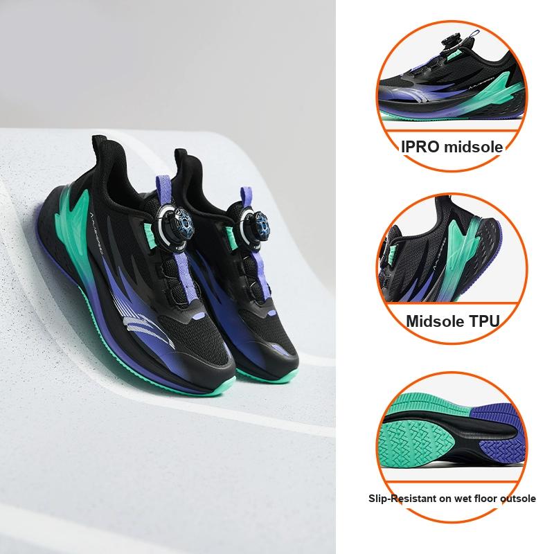 Anta Kids Bow Speed Mesh Resilient Technology No-Tie Rotating Buckle Lightweight Shock Absorption Low-Top Running Shoes Unisex sneaker 312445501-3