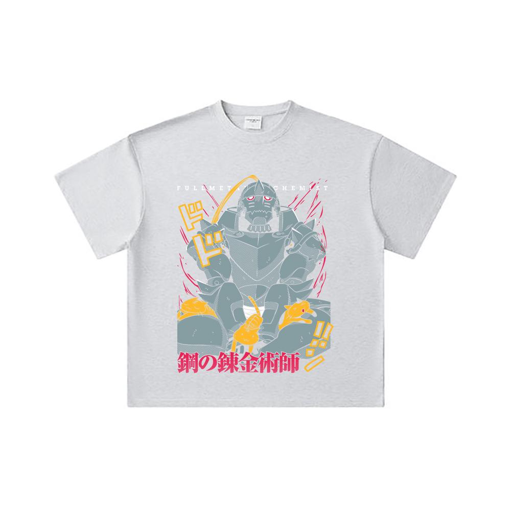 260 GSM Double Yarn 32 Count 100% Cotton Fullmetal Alchemist V4 Alphonse Print Unisex Heavy Cotton T Shirt… More