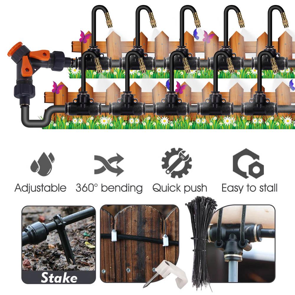 30-5m Free-bend Sprayer System 5/8mm PE Hose Misting Cooling Outdoor Garden Plant Fogging Watering Irrigation Humidification Kit