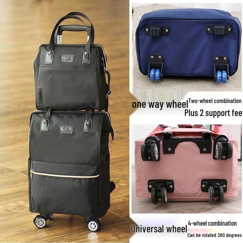 Lightweight Universal Wheeled Backpack: Large Capacity, Double Shoulder, Handheld, Travel-Friendly Luggage Bag