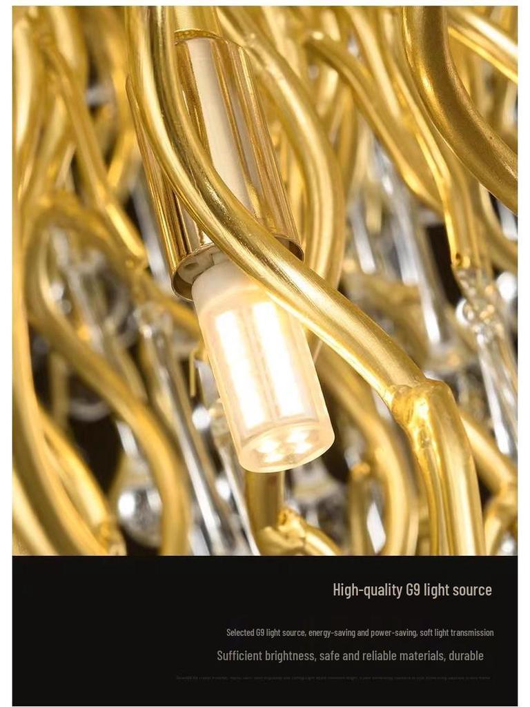 Elegant French Luxury Crystal Chandelier with Water Drop Design for Dining Rooms and Villas
