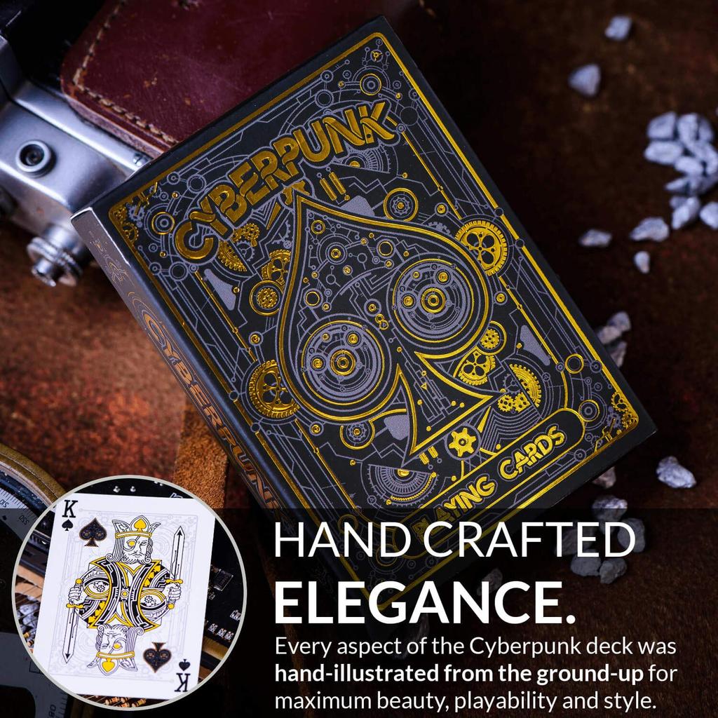Elephant Playing Cards Cyberpunk Gold Playing Cards Card Distry Deck for Kids Adults Cool Playing Cards with Card Game Poker Cyberpunk Cards & E-Book
