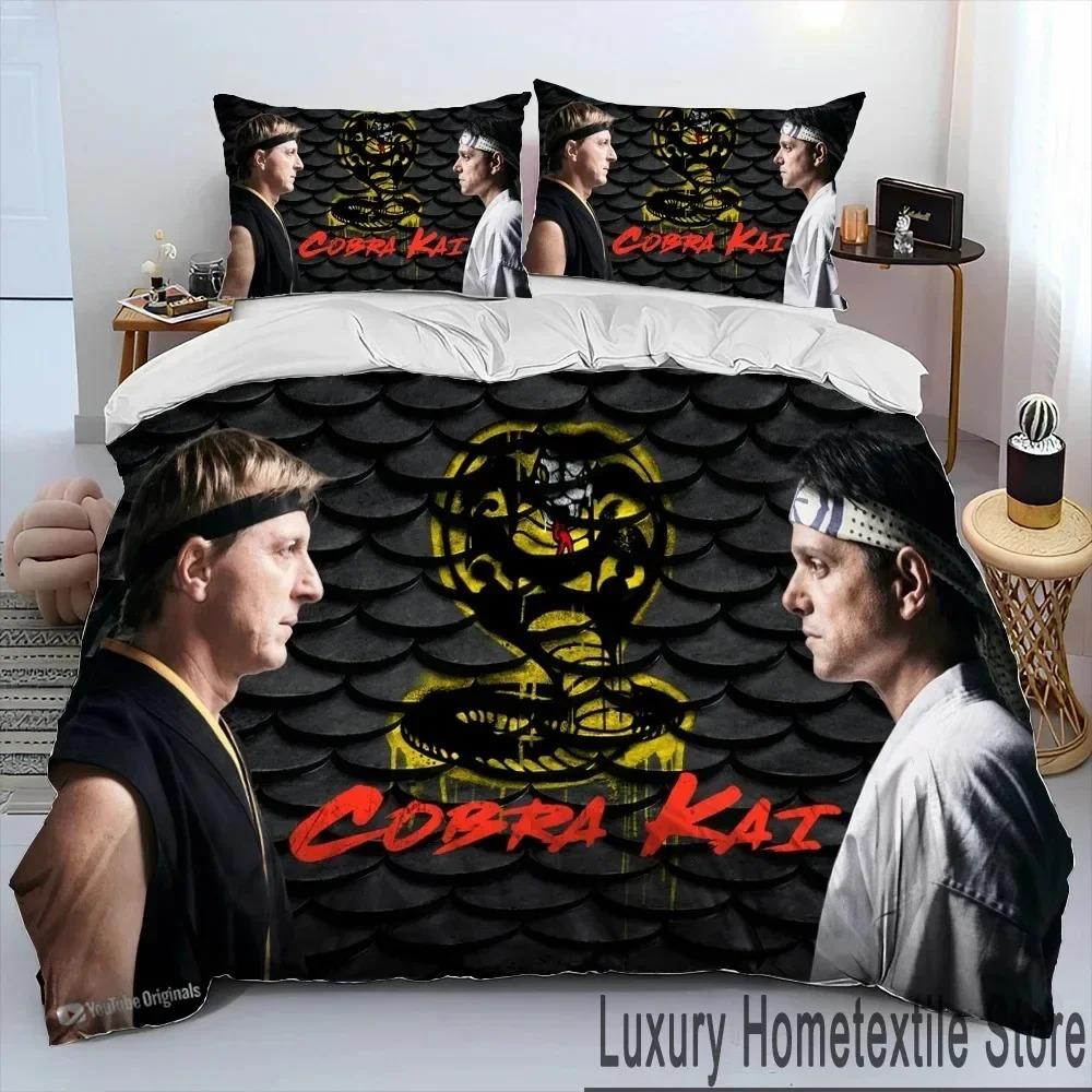 3D Cobra Kai Amanda TV Karate Bettdecken-Set, Bettbezug, Bettset, Steppdecke, Kissenbezug, King-Queen-Size-Bettwäsche-Set für Kinder