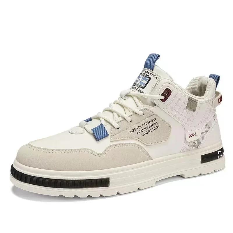 Men Casual Sports Board Shoes  British Style Leather Work Attire Outdoor Walking Fashion Boots Lightweight Breathable 2024