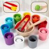 Montessori Color Sorting Play with Spoon & Tongs Colorful Cups and Balls Sorting Toy Wooden Sorting Stacking Toys for Toddlers