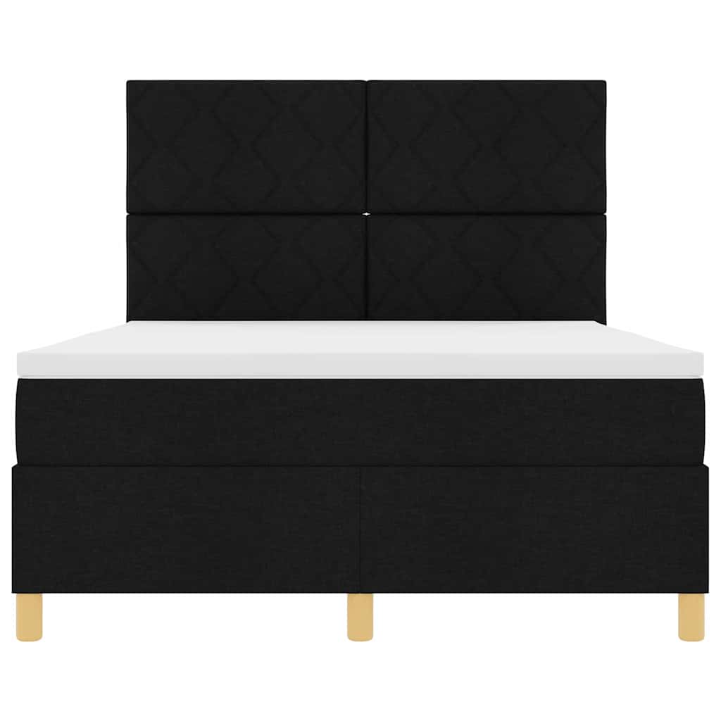 Boxspring bed with headboard Black 140 x 190 cm Fabric
