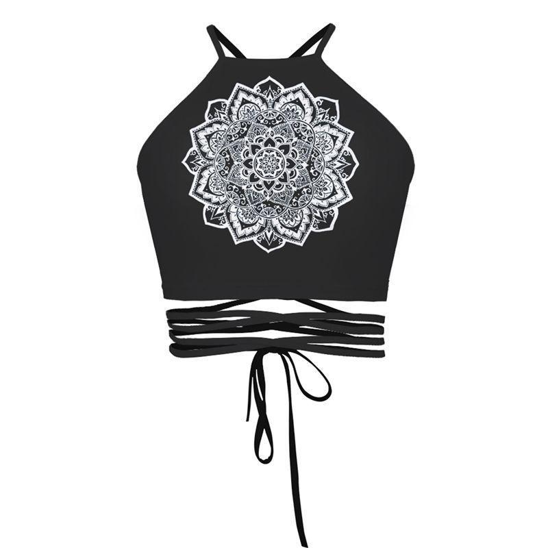 Sexy Fashion Womens 3d Skull Hand Printed Tight Halter Strap Small Vest Harness