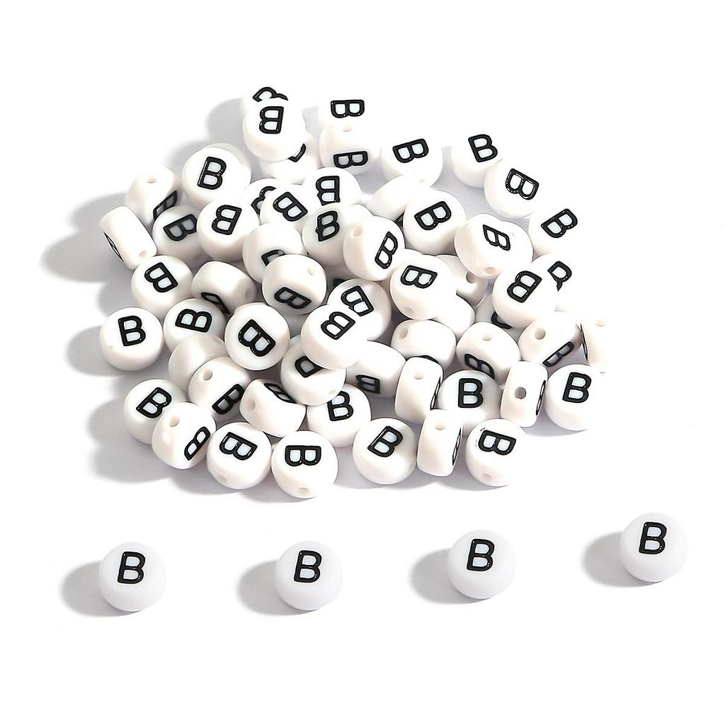 100Pcs Acrylic Letter Round Flat Beads DIY Jewelry Making Accessories