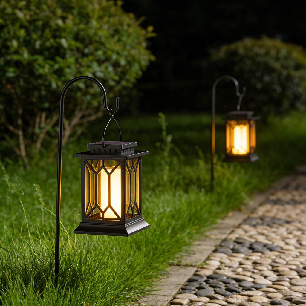 Outdoor Courtyard Solar Light Home Decoration Vintage Hanging Lamp European Flame Handheld