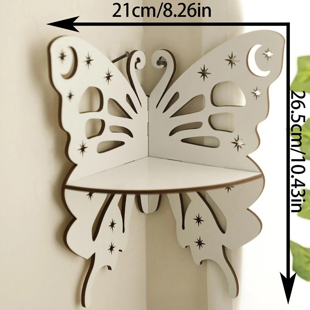 Butterfly Floating Wall Shelf Crystal Shelf Lotus Display Room Ornaments Modern Home Decoration Rack Home Wood Decor Aesthetic